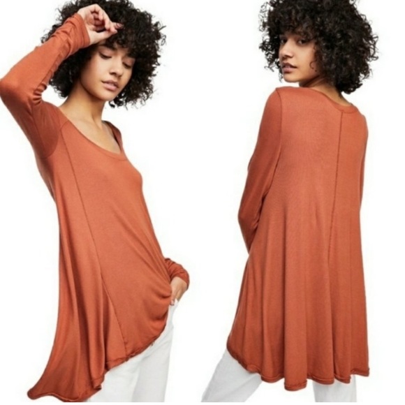 Free People Tops - Free people January Long Sleeve Tunic Tee Sienna Size Small